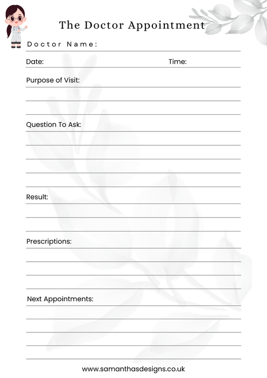 Doctor Appointment Notes Printable