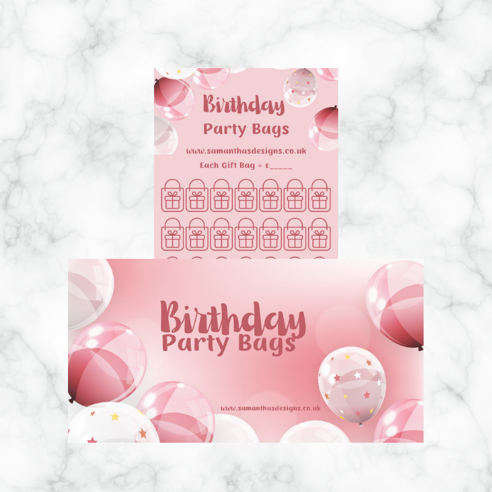 Birthday Savings - Pink Balloons Theme - A6 Cash Stuffing