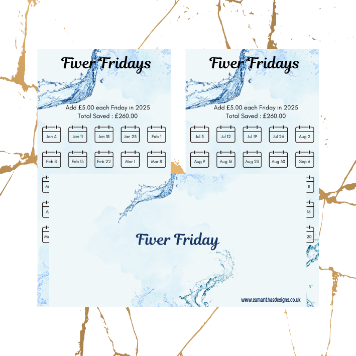 Savings Challenges - Fiver Fridays - 2025 - A6 Cash Stuffing Challenges - Saves £260