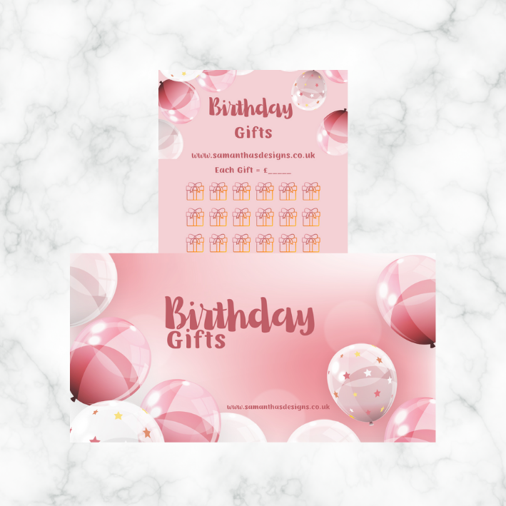 Birthday Savings - Pink Balloons Theme - A6 Cash Stuffing