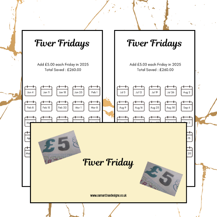 Savings Challenges - Fiver Fridays - 2025 - A6 Cash Stuffing Challenges - Saves £260