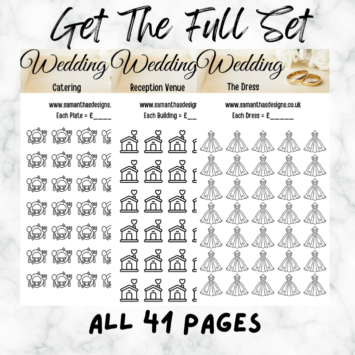 The Complete Wedding Saving Trackers - Trackers Only - A6 Cash Stuffing Challenges