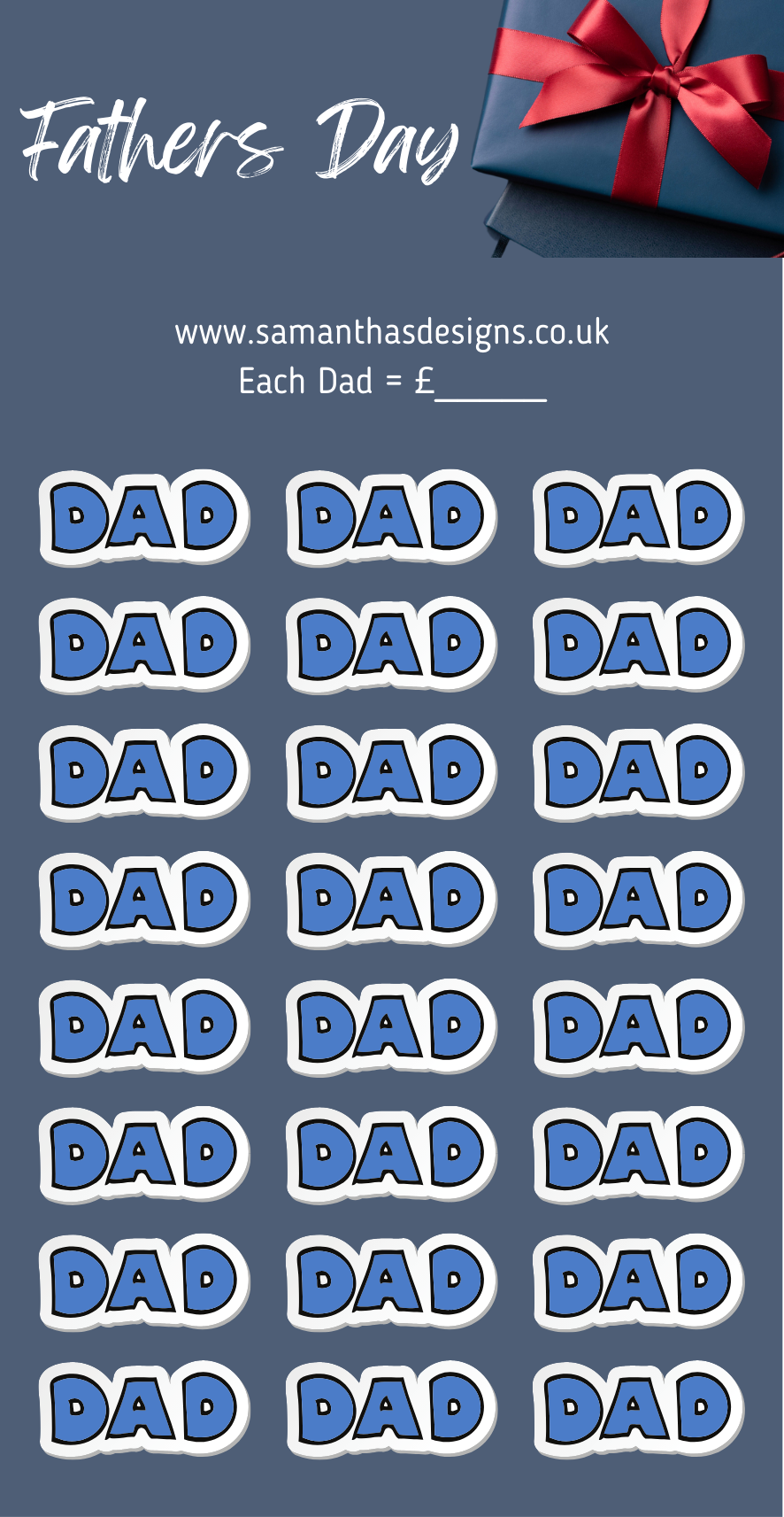 Fathers Day Savings - A6 Savings Challenges - 5 Designs To Choose From