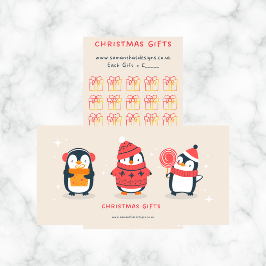 Christmas Savings - Penguin Design - A6 Cash Stuffing Challenges