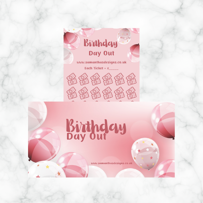 Birthday Savings - Pink Balloons Theme - A6 Cash Stuffing