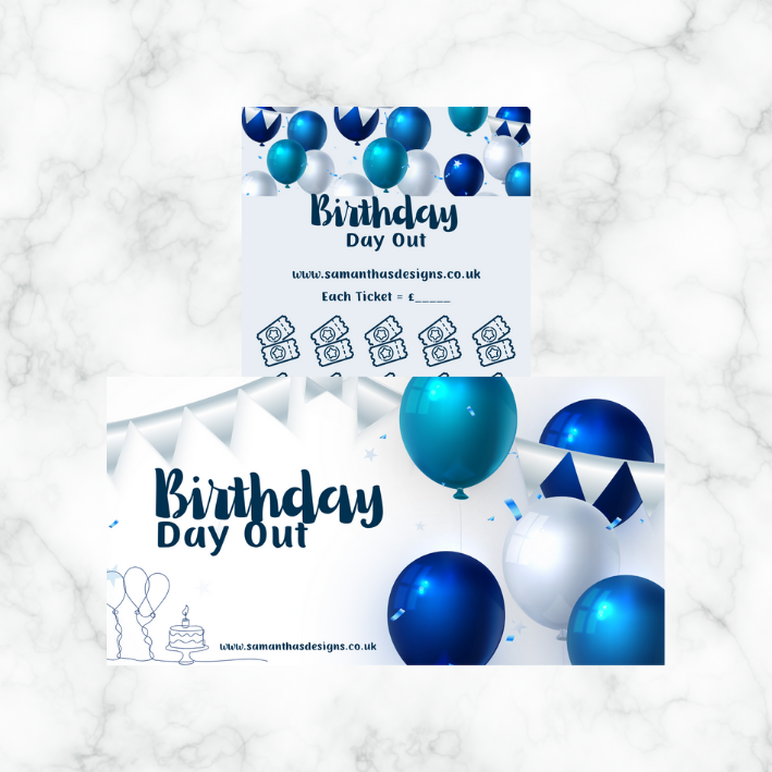 Birthday Savings - Blue Balloons Theme - A6 Cash Stuffing