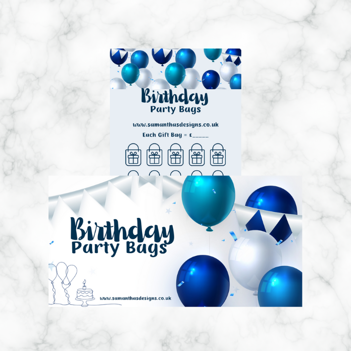 Birthday Savings - Blue Balloons Theme - A6 Cash Stuffing