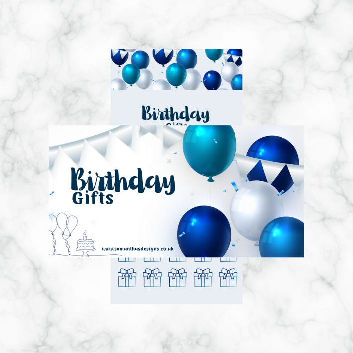 Birthday Savings - Blue Balloons Theme - A6 Cash Stuffing