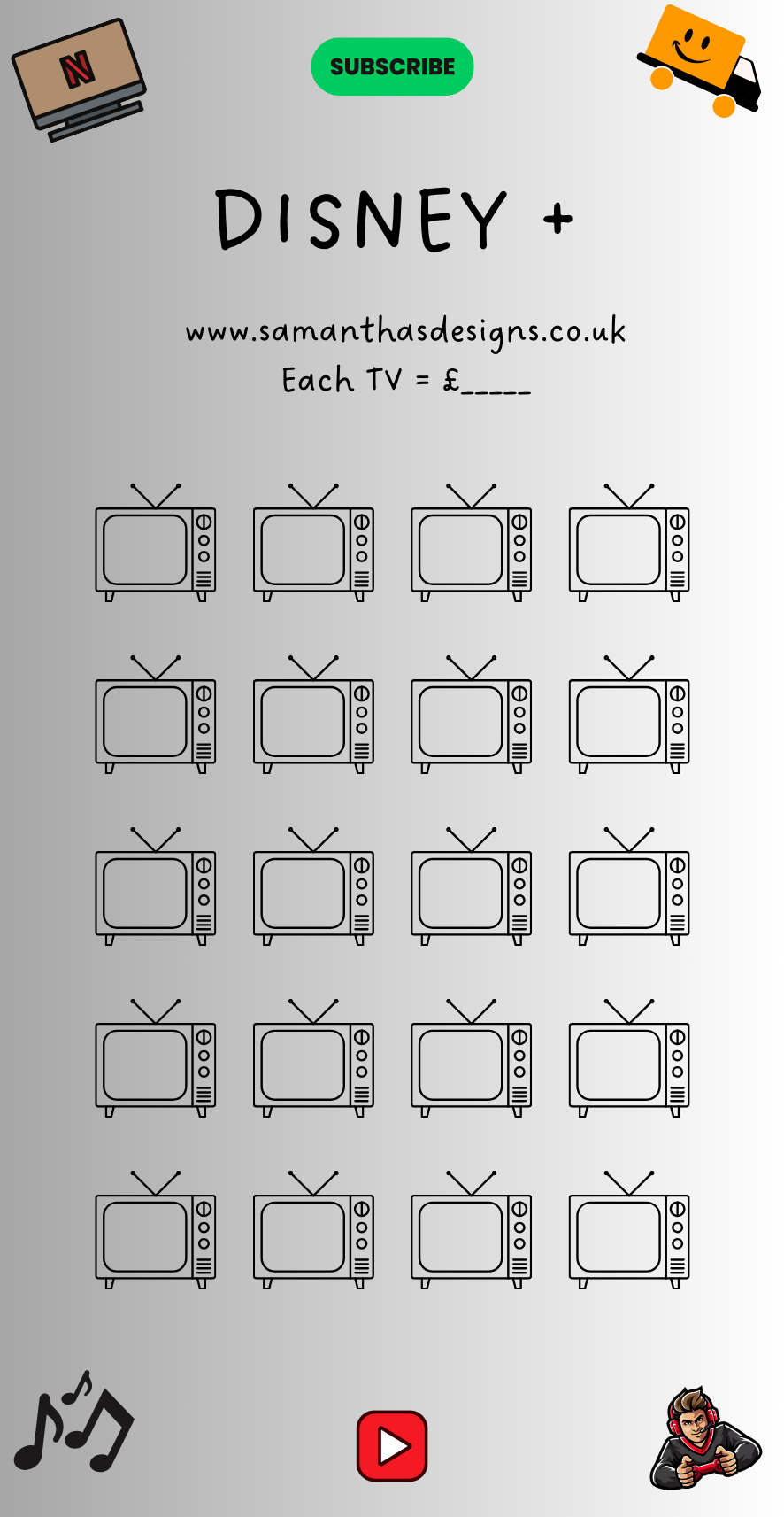 TV Subscription Trackers - A6 Cash Stuffing Challenges