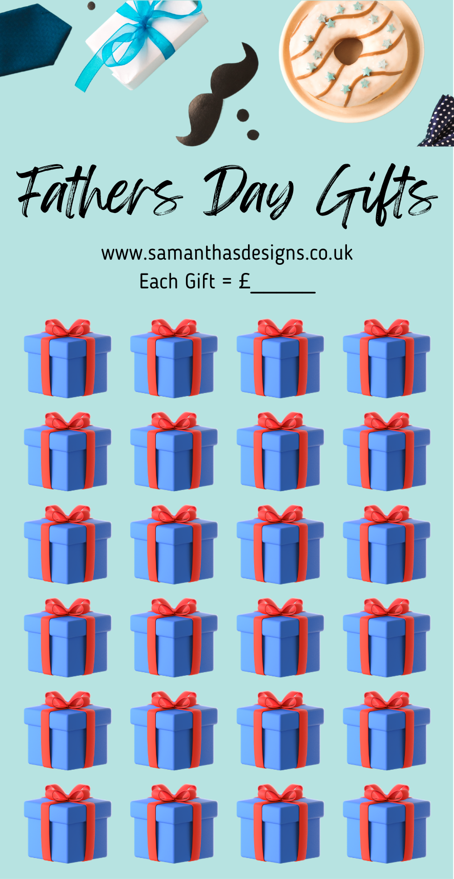 Fathers Day Savings - A6 Savings Challenges - 5 Designs To Choose From