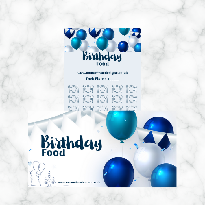 Birthday Savings - Blue Balloons Theme - A6 Cash Stuffing