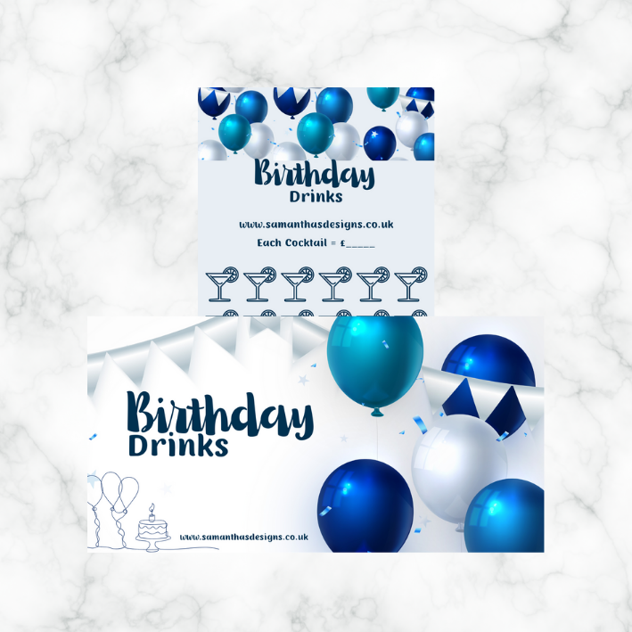 Birthday Savings - Blue Balloons Theme - A6 Cash Stuffing