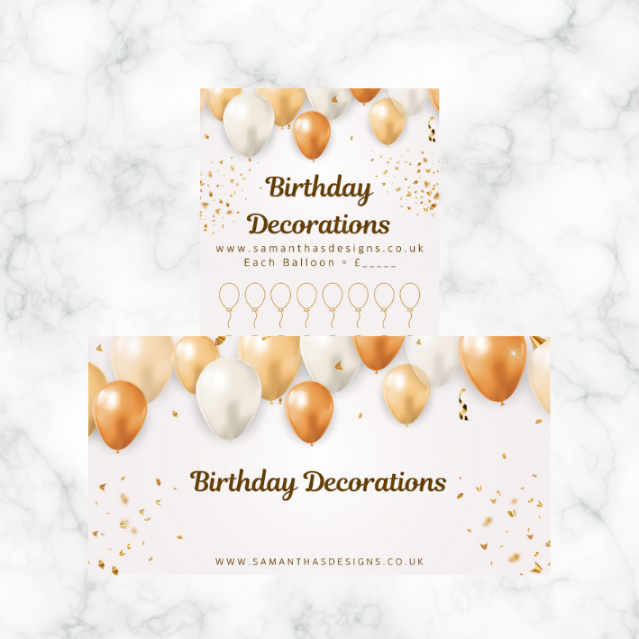 Birthday Savings - Gold Balloons Theme - A6 Cash Stuffing