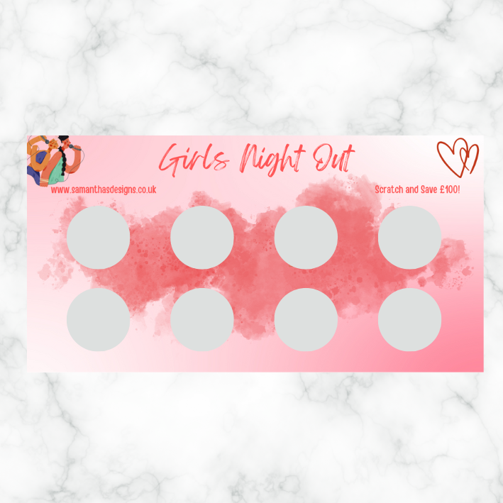 Girls & Lads Night Out Savings Challenge - A6 Cash Stuffing Challenge - Scratch Off Panels - Saves £100