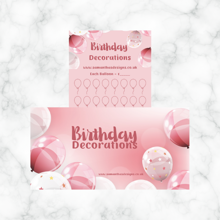 Birthday Savings - Pink Balloons Theme - A6 Cash Stuffing