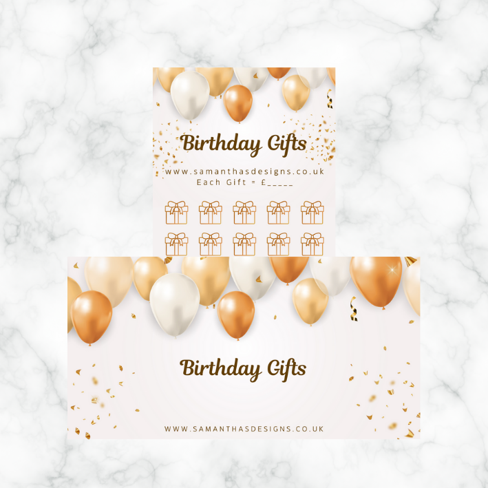 Birthday Savings - Gold Balloons Theme - A6 Cash Stuffing