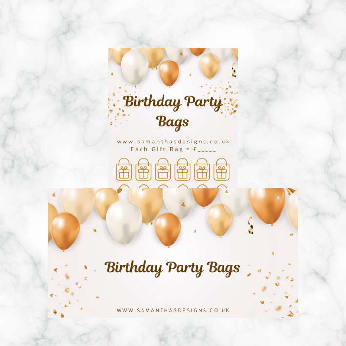 Birthday Savings - Gold Balloons Theme - A6 Cash Stuffing