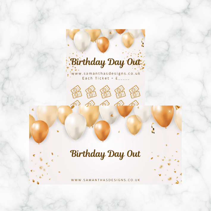 Birthday Savings - Gold Balloons Theme - A6 Cash Stuffing