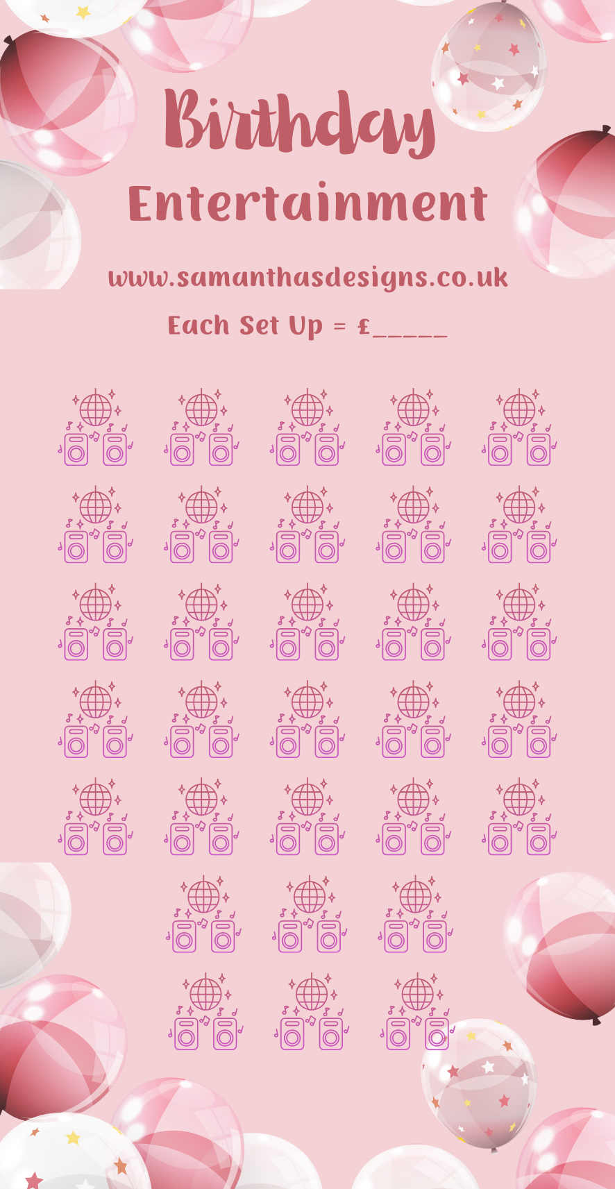 Birthday Savings - Pink Balloons Theme - A6 Cash Stuffing