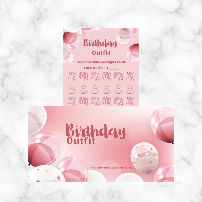 Birthday Savings - Pink Balloons Theme - A6 Cash Stuffing