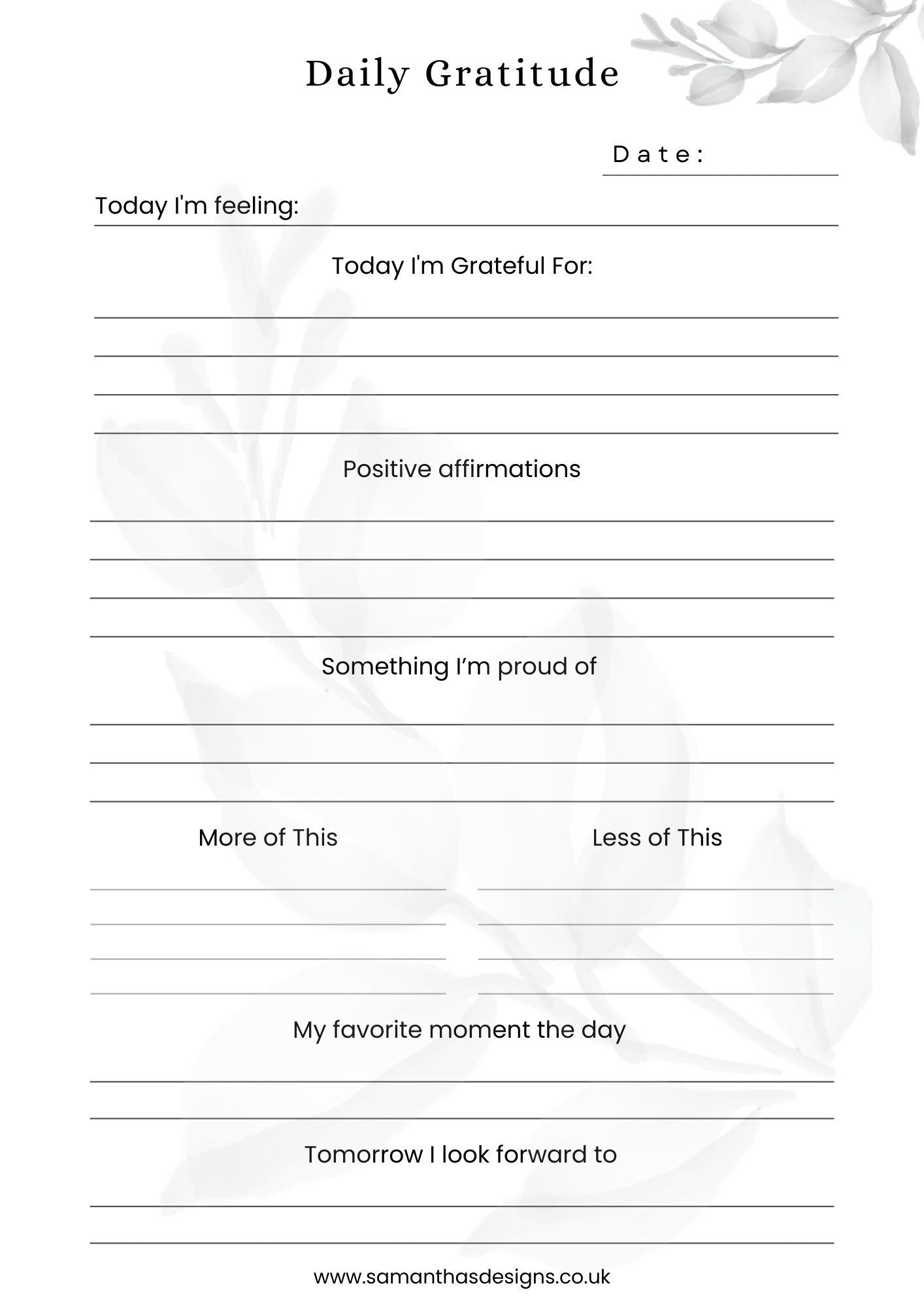 Daily Gratitude Log