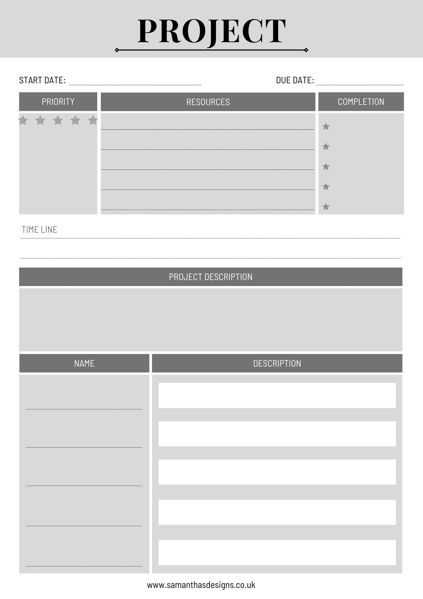 Project Planner Page