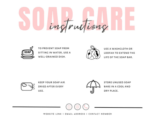 Customisable Soap Care Card Instructions for Small Businesses