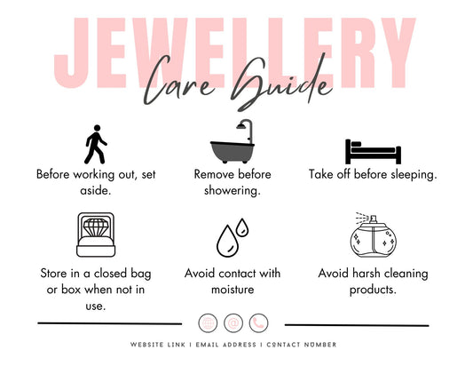 Customisable Jewellery Care Cards Instructions for Small Businesses