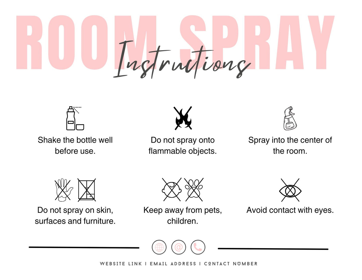 Customisable Room Spray Care Cards Instructions for Small Businesses