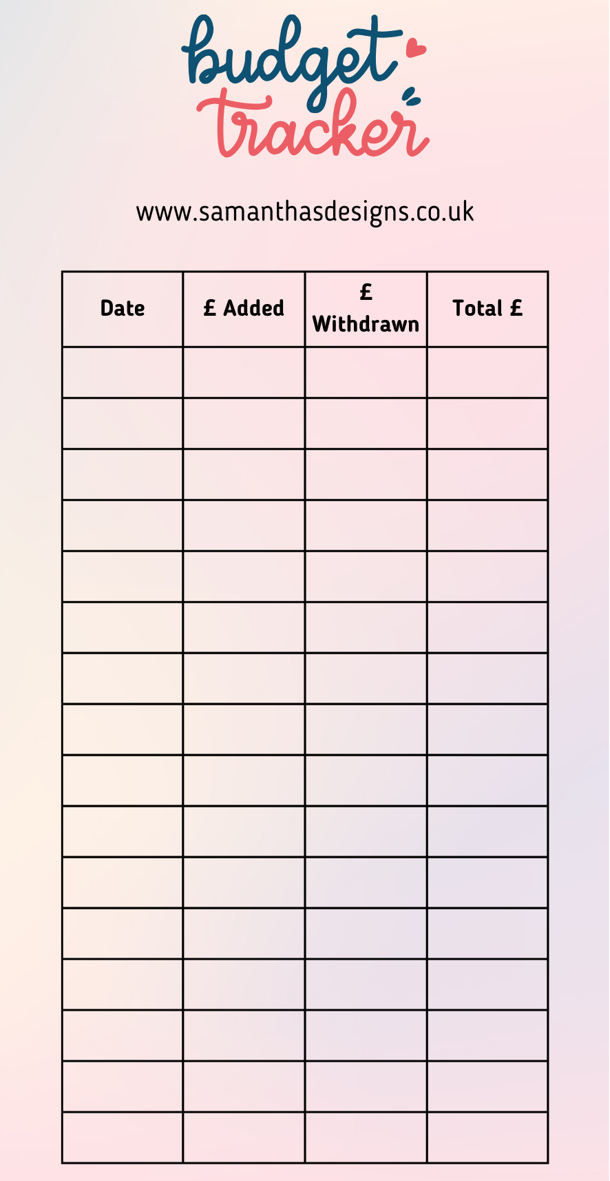 Budget Tracker - A6 Cash Stuffing Challenge