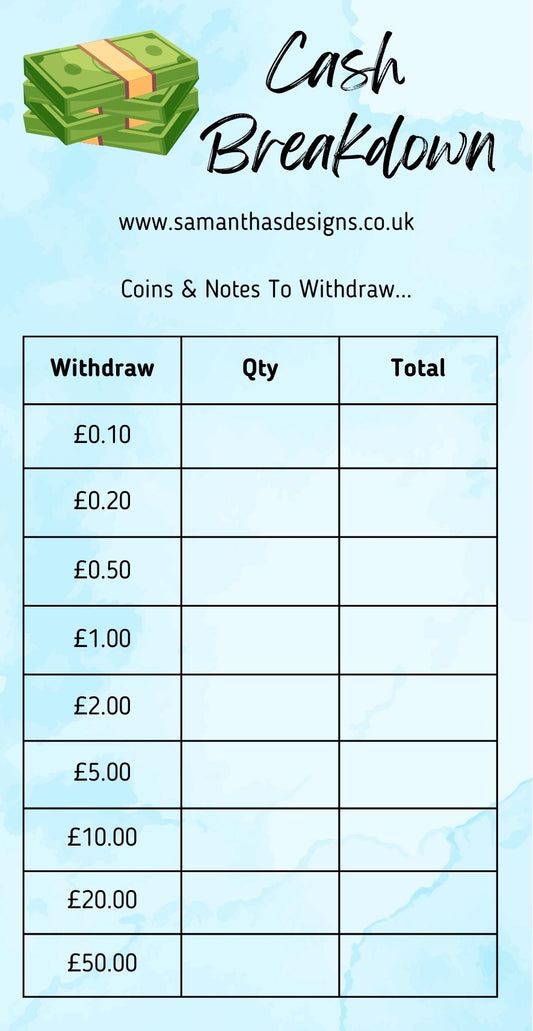 Cash Breakdown - A6 Cash Stuffing Challenge